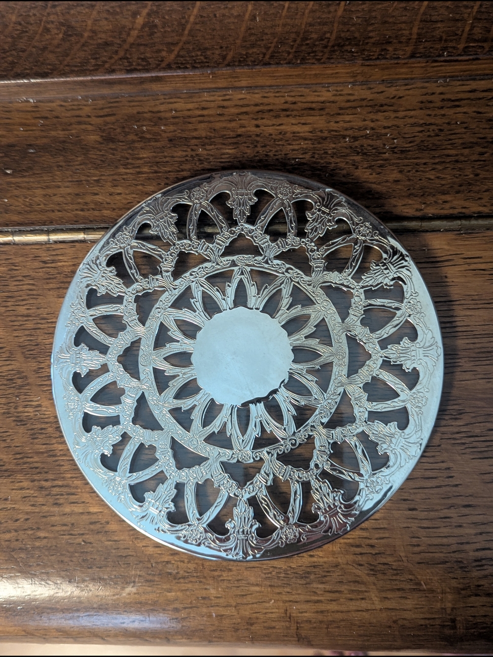 Reed & Barton Silver Plated Glass Pierced Trivet